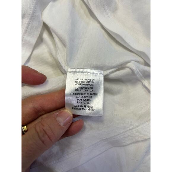 Alice & Olivia White Lace Sleeve Crop Stretchy Romantic Darcelle T-Shirt Medium - Picture 10 of 11